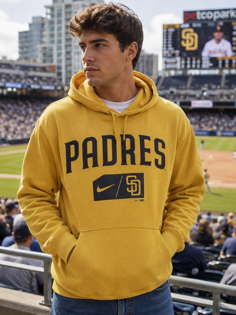 San Diego Padres Nike Hoodie Yellow Sweatshirt Adult XXL Baseball MLB